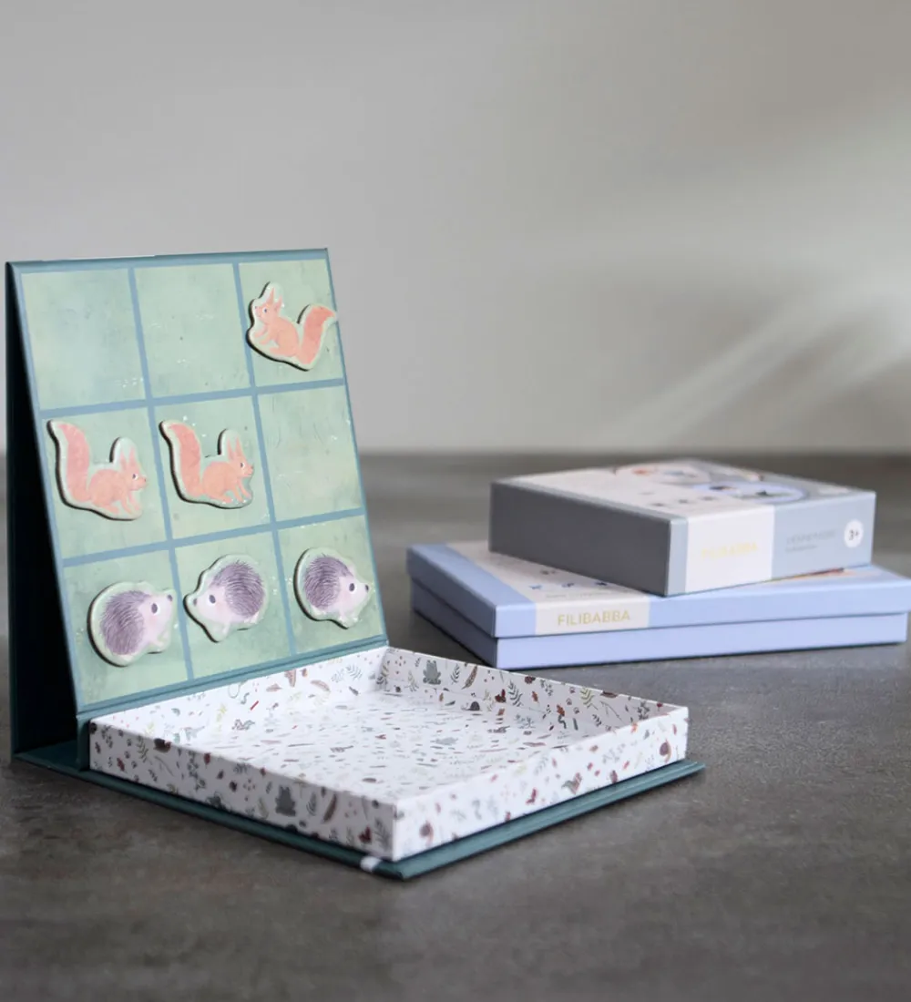 Filibabba Konstruktionslegetøj|Spil>Magnetisk Spil - Tre På Stribe - Skovens Dyr