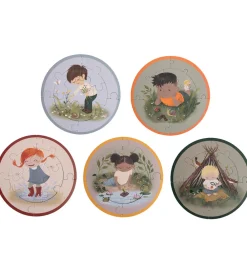 Filibabba Puslespil>Puslespil-sæt - Runde - 5x9 Brikker - Små Eventyrere