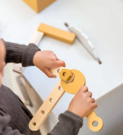 Flexa Udeleg Og Udendørs Legetøj|Rolleleg>Play Værktøjssæt - 8 stk - Mustard/Naturalwood