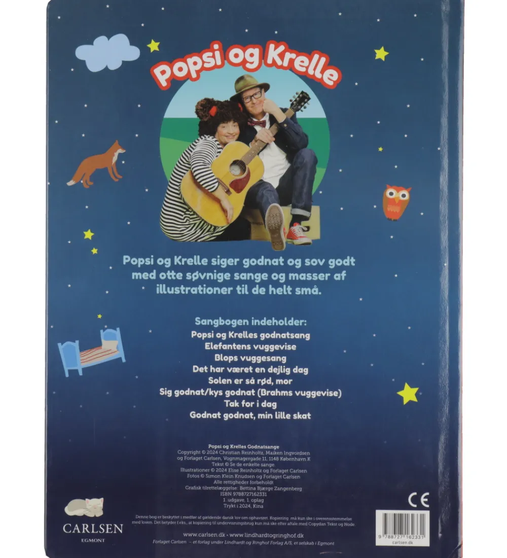 Forlaget Carlsen Bøger>Sangbog - Popsi og Krelles Godnatsange - Dansk