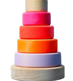 Grimms Trælegetøj|Stablelegetøj>Stabletårn - Træ - Lille - Neonpink