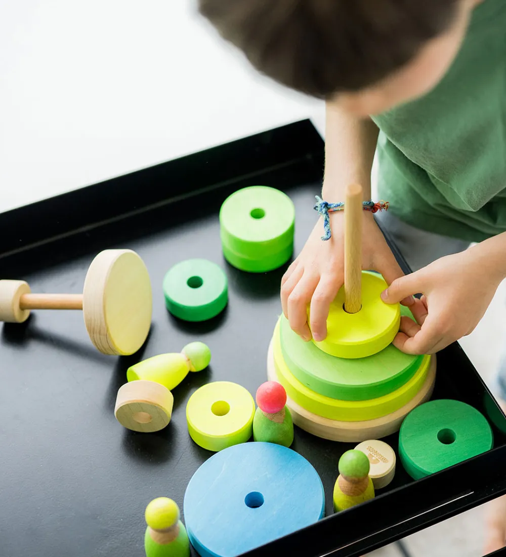 Grimms Trælegetøj|Stablelegetøj>Stabletårn - Træ - Stor - Neongrøn