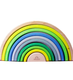 Grimms Trælegetøj|Stablelegetøj>Trælegetøj - Regnbue - 10 Dele - Neongrøn
