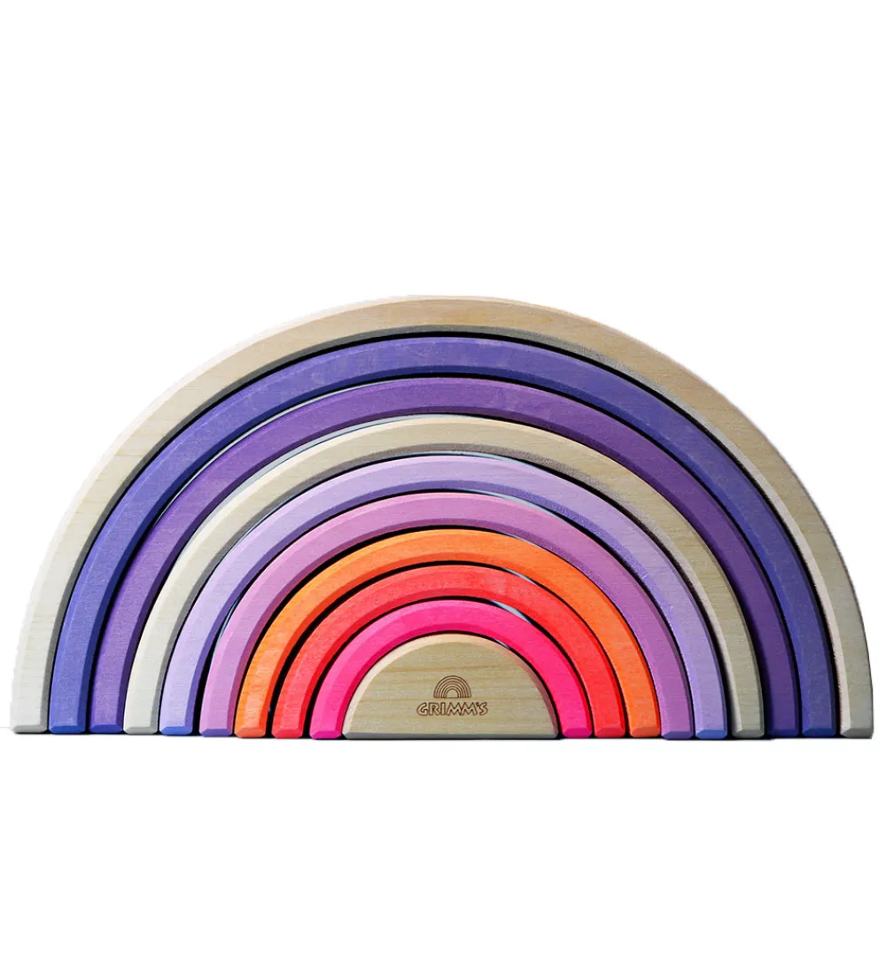 Grimms Trælegetøj|Stablelegetøj>Trælegetøj - Regnbue - 10 Dele - Neonpink