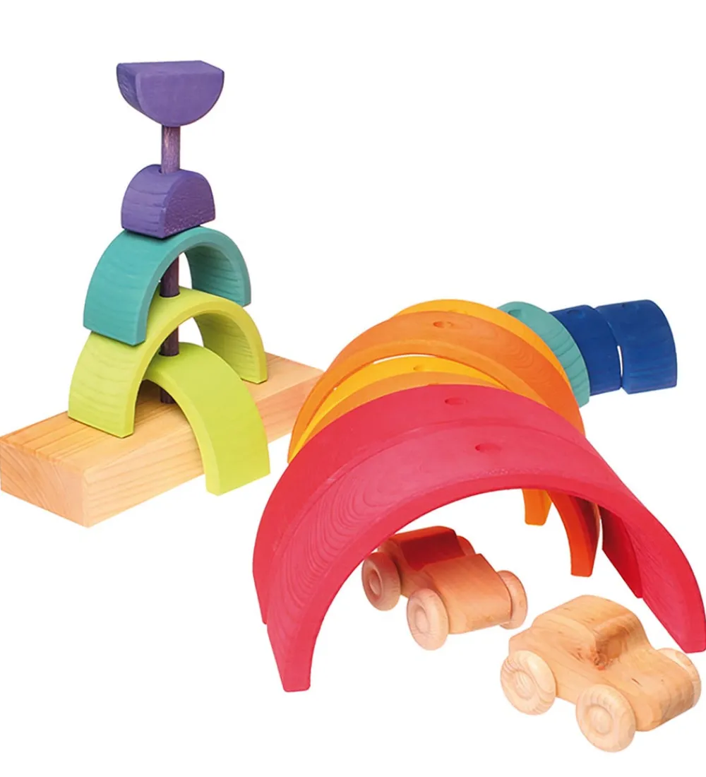 Grimms Stablelegetøj>Trælegetøj - Stabletårn - Dobbelt Regnbue - Multifarvet