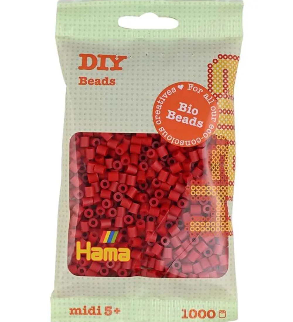 Hama Perler>Bio Midi Perler - 1000 stk. - 22 Mørkerød