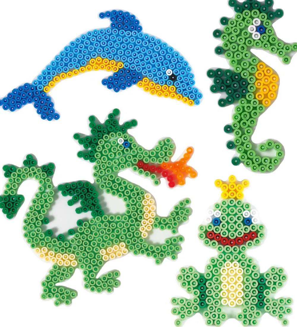 Hama Perler>Midi Perleplader - 4 stk - Delfin/Søhest/Frø/Drage