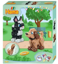 Hama Perler>Midi Perleæske - 3D - 2500 stk. - Hund Og Kat