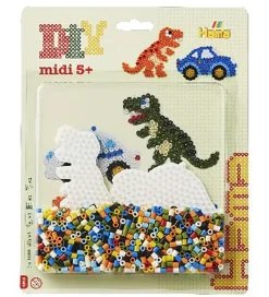 Hama Perler>Midi Perlesæt - 1100 stk. - Bil & Dinosaur