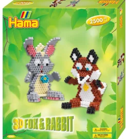 Hama Perler>Midi Perlesæt - 2500 stk. - 3D - Ræv & Kanin
