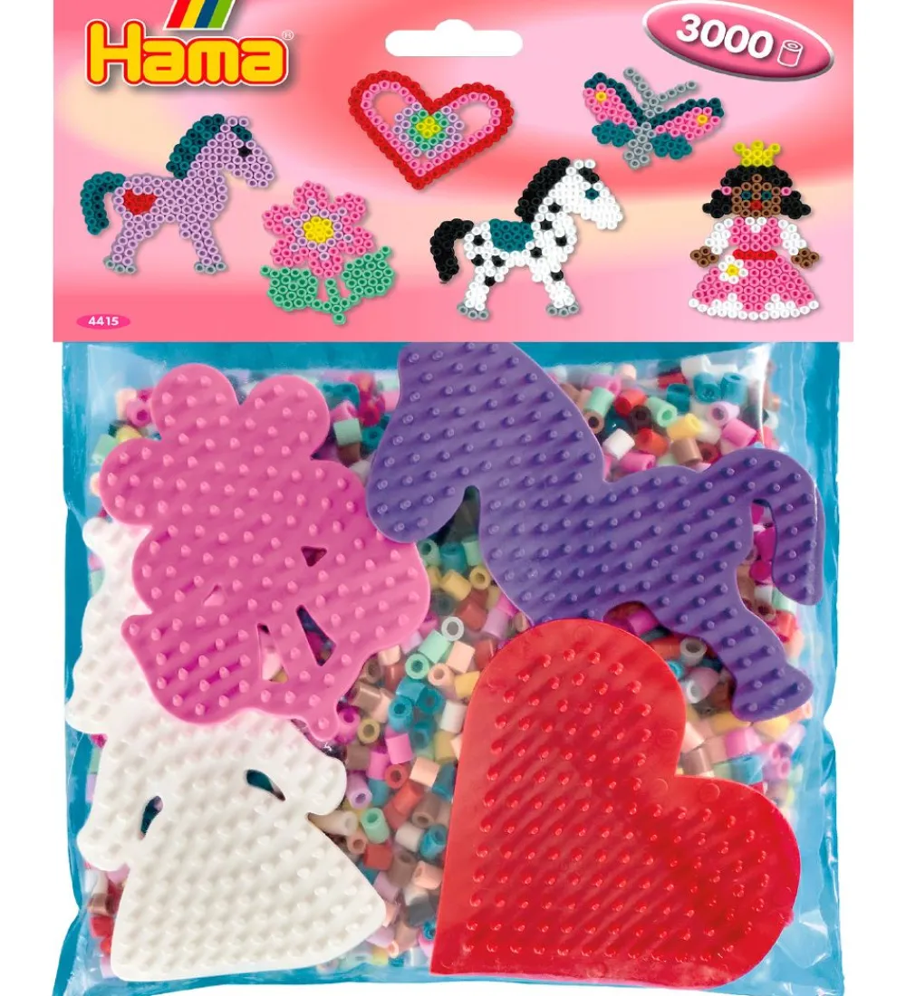 Hama Perler>Midi Perlesæt - 3000 stk. + 4 Plader - Pastel Multifarvet
