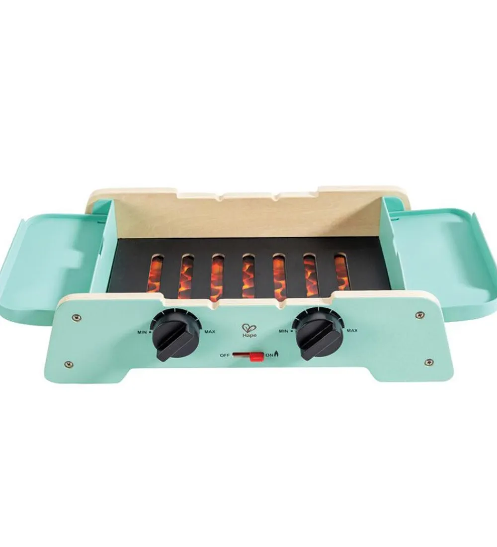 Hape Rolleleg|Trælegetøj>Legemad m. Lyd/Lys - Træ - Sizzling Griddle & Grill BBQ