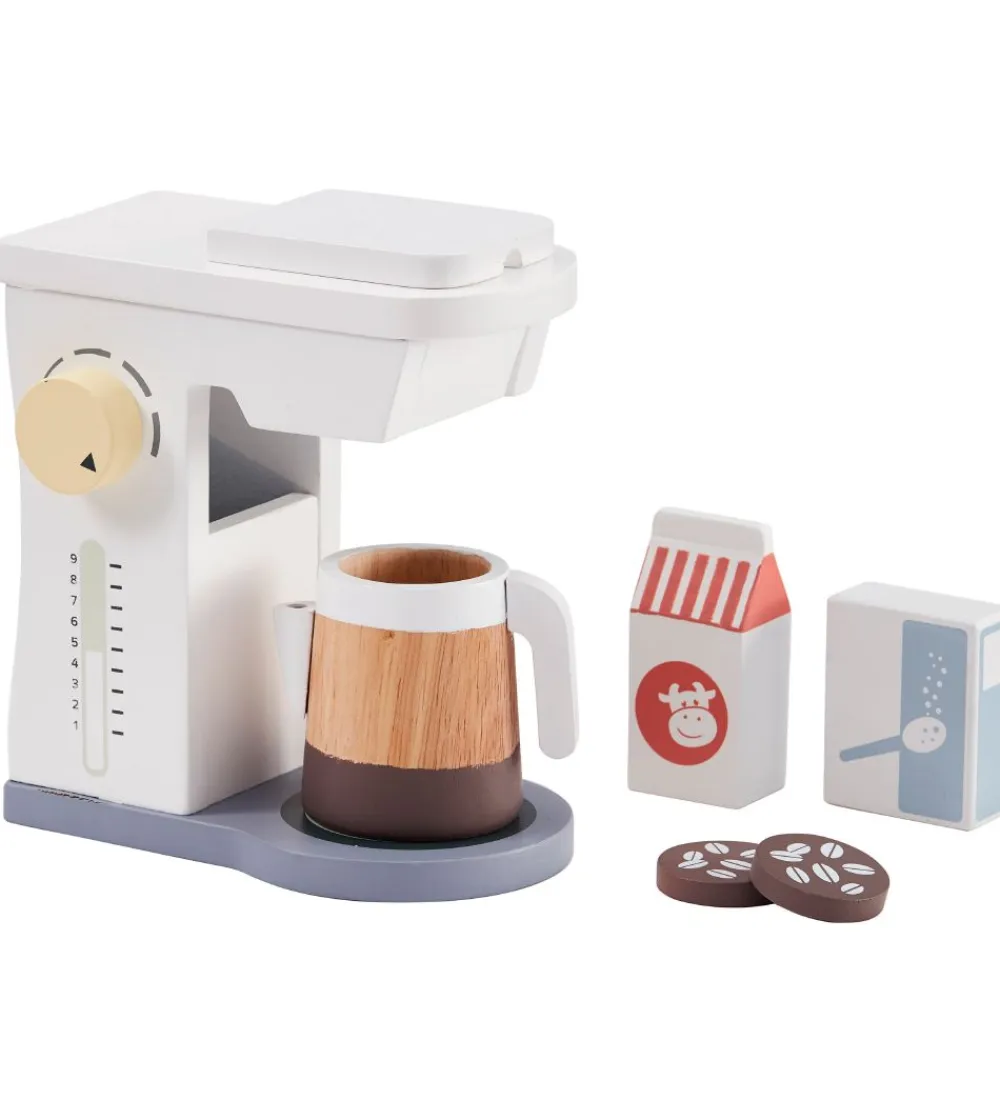 Kids Concept Legekøkken Og Legemøbel>Kaffemaskine m. Tilbehør - Træ - Hvid