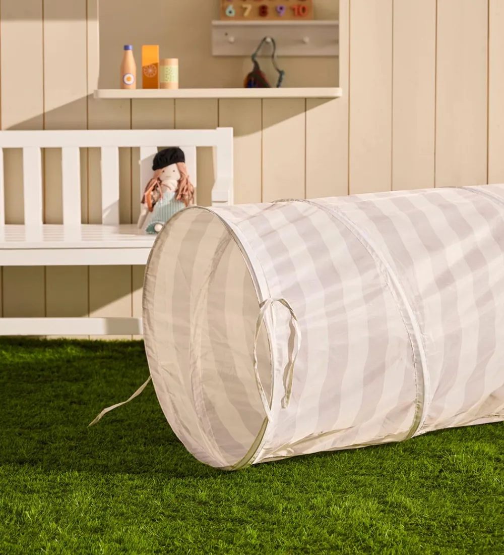 Kids Concept Motorisk Legetøj>Legetunnel - 180 cm - Grå Striber