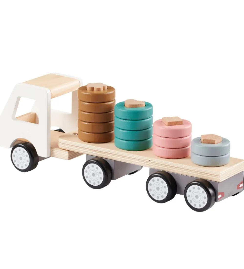 Kids Concept Stablelegetøj>Stabellastbil - 38 cm - Aiden - Hvid/Natur