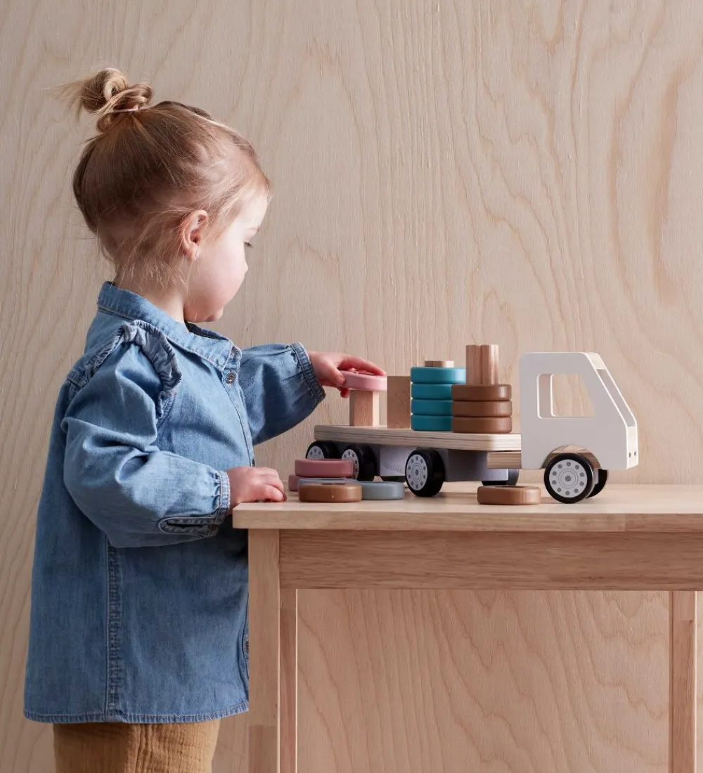 Kids Concept Stablelegetøj>Stabellastbil - 38 cm - Aiden - Hvid/Natur