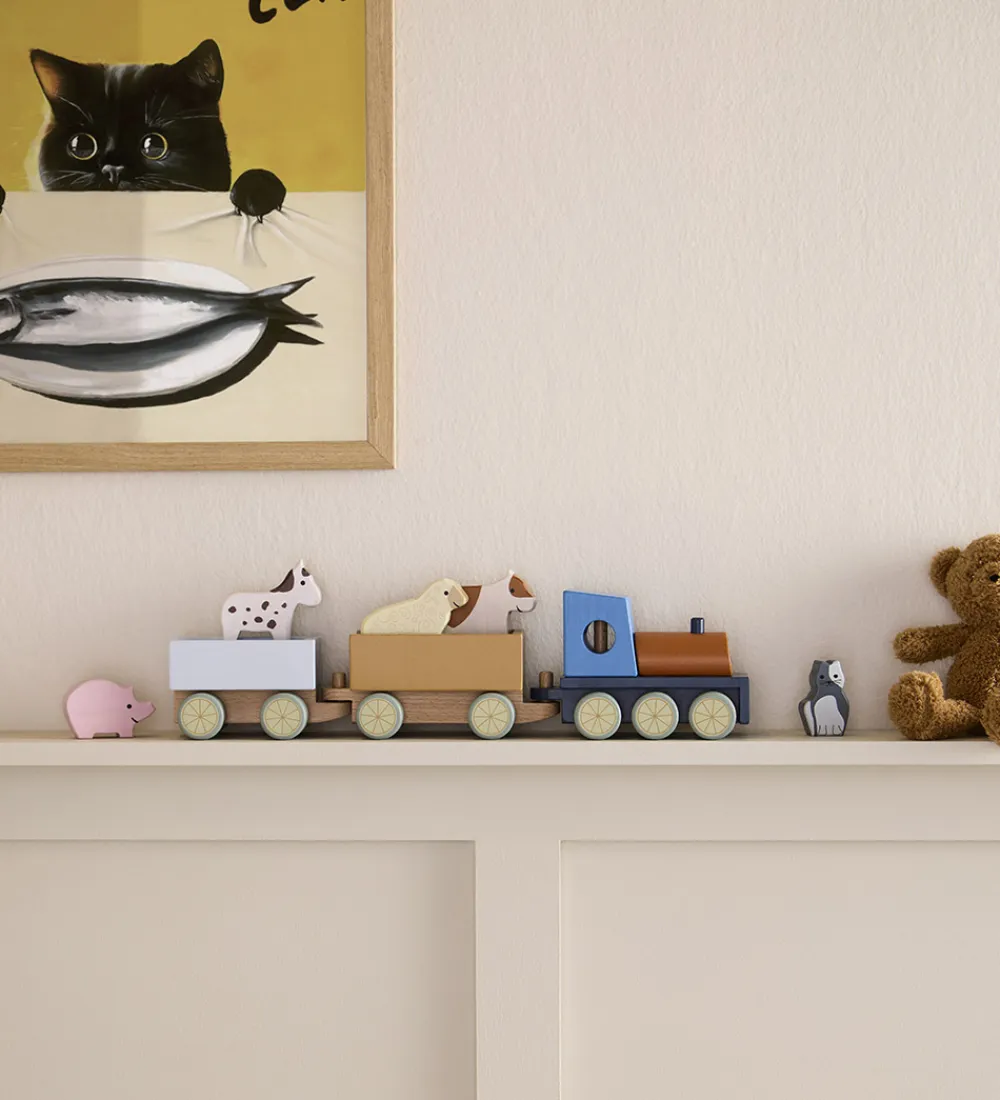 Kids Concept Biler, Tog Og Køretøjer>Tog m. Dyr - 40 cm - Træ