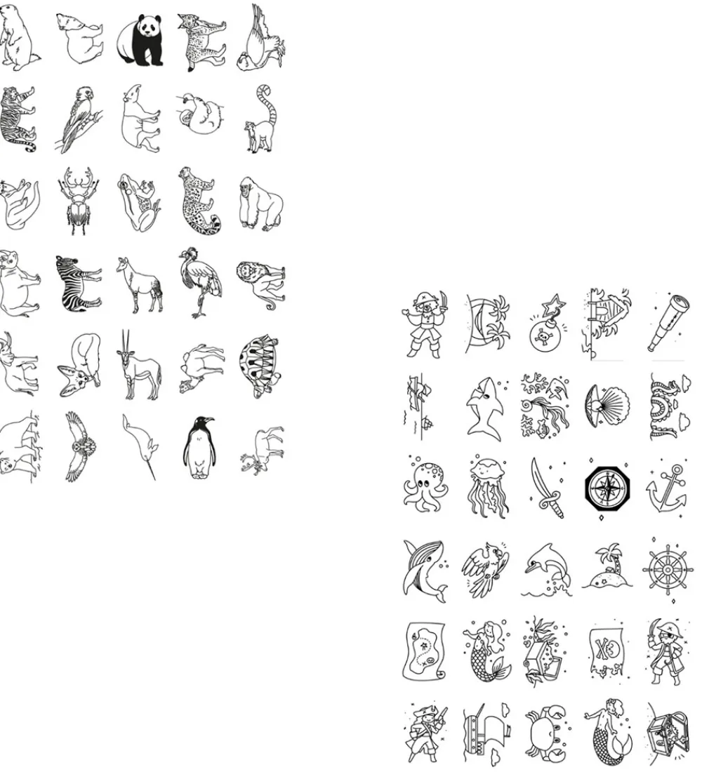 Kidywolf Kreativ Leg|Kreasæt>Refill Tegnemotiver - 60 motiver - Animals of The World