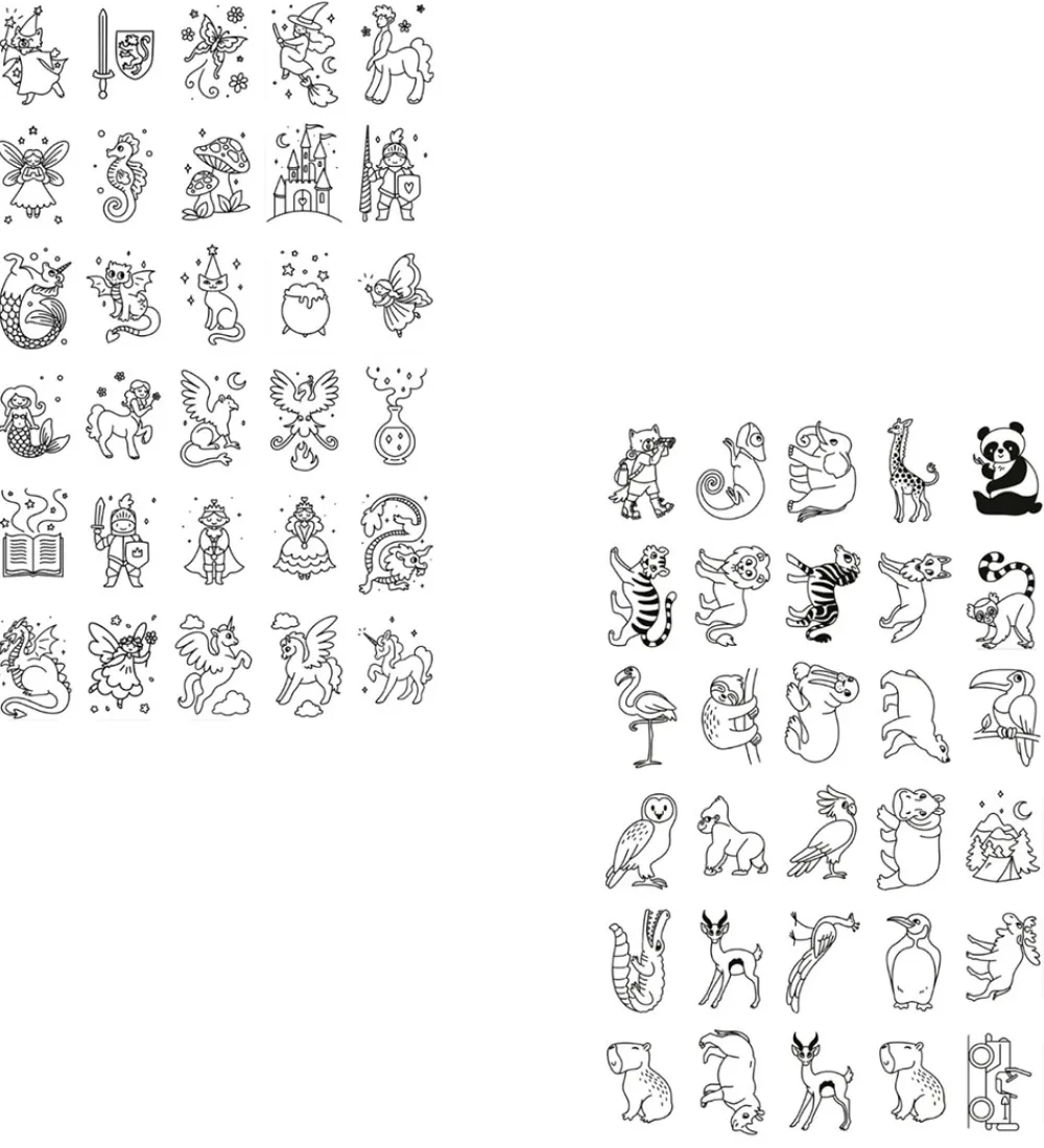 Kidywolf Kreativ Leg|Kreasæt>Refill Tegnemotiver - 60 motiver - Once Upon A Time/Ani