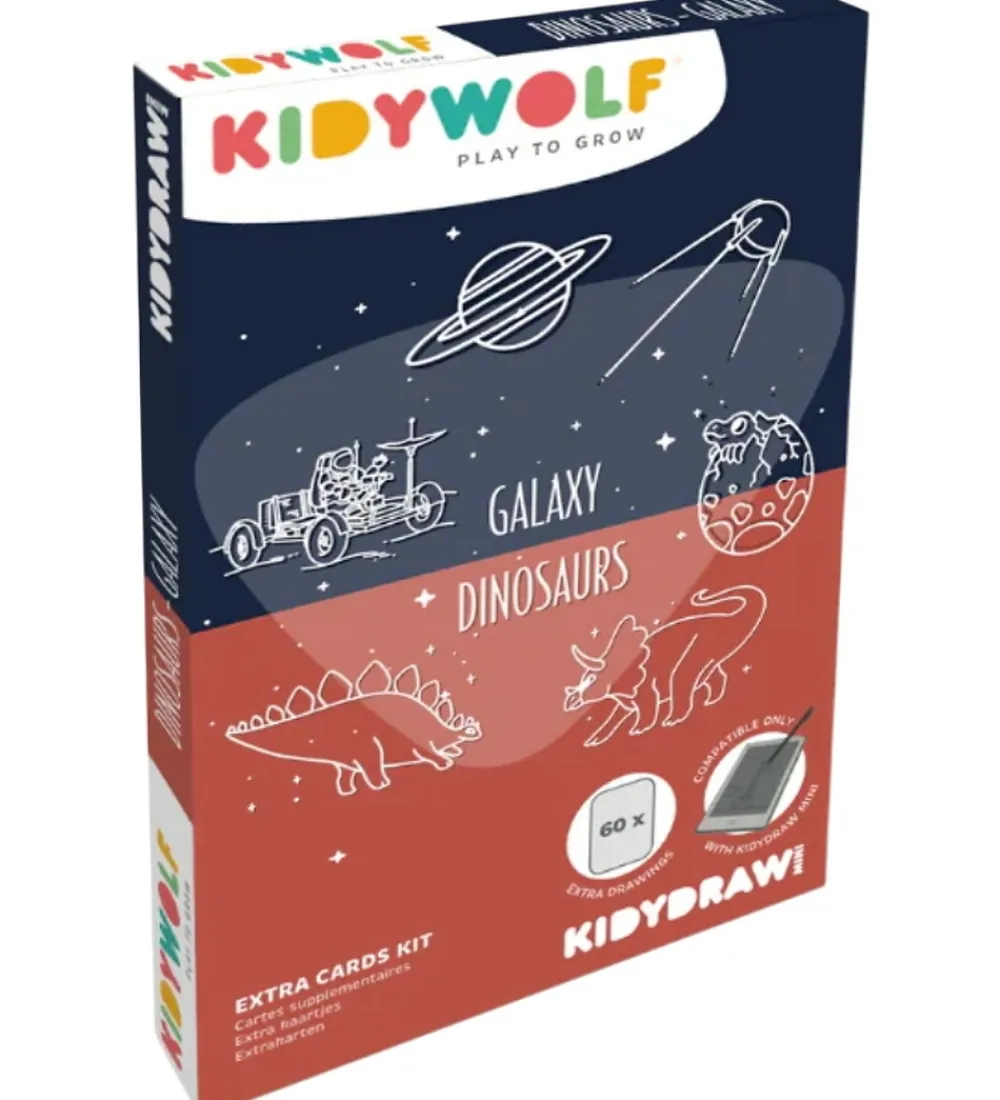 Kidywolf Kreativ Leg|Kreasæt>Refill Tegnemotiver - 60 motiver - Dinosaur/Galaxy
