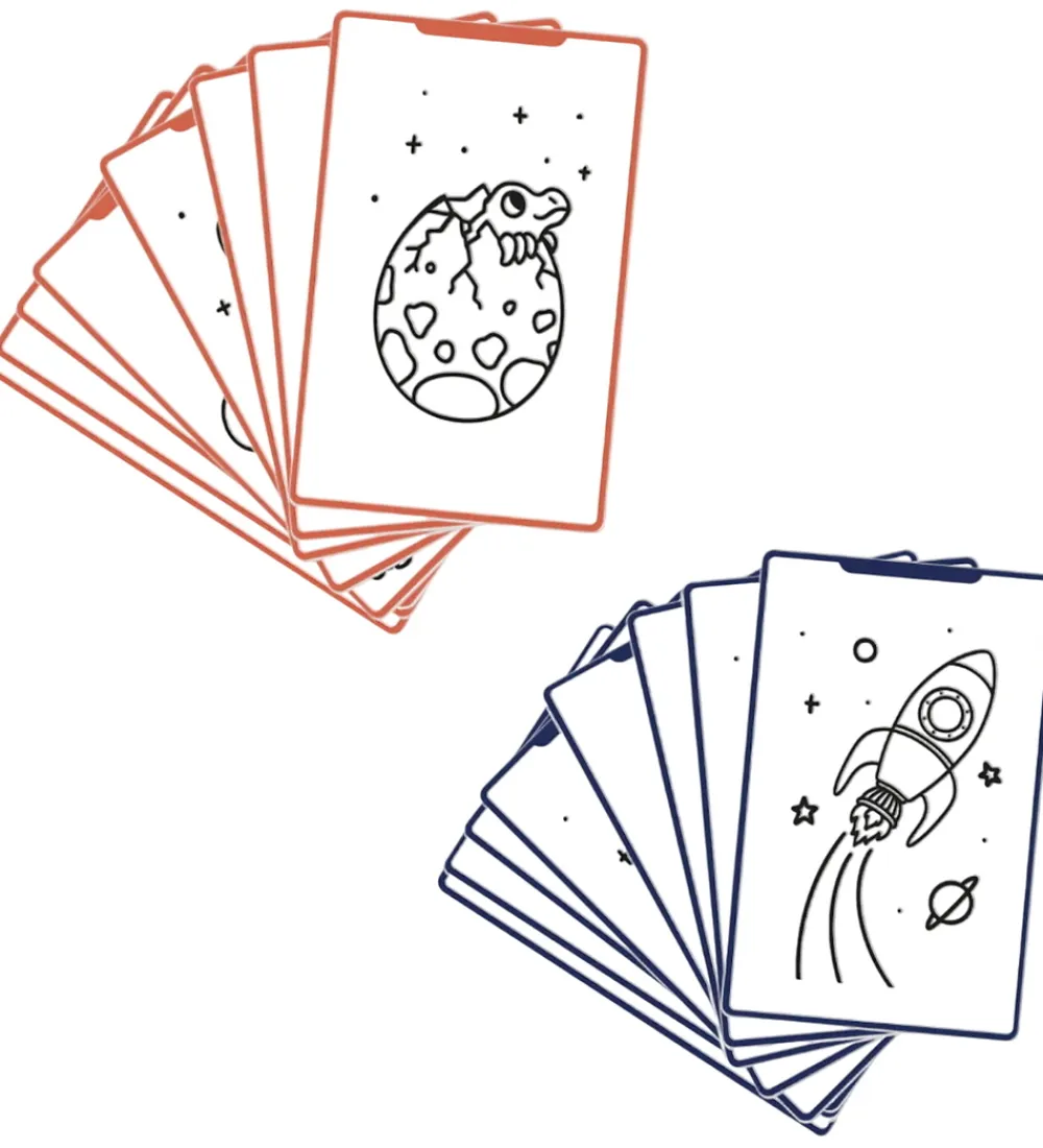 Kidywolf Kreativ Leg|Kreasæt>Refill Tegnemotiver - 60 motiver - Dinosaur/Galaxy