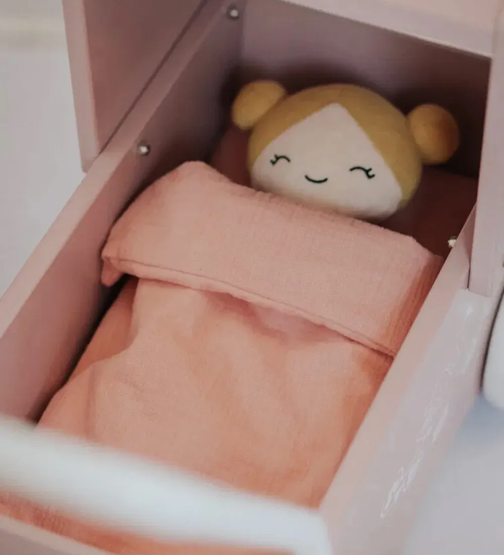 Krea Dukker Og Tilbehør>Dukkesengetøj - Musselin - Rose