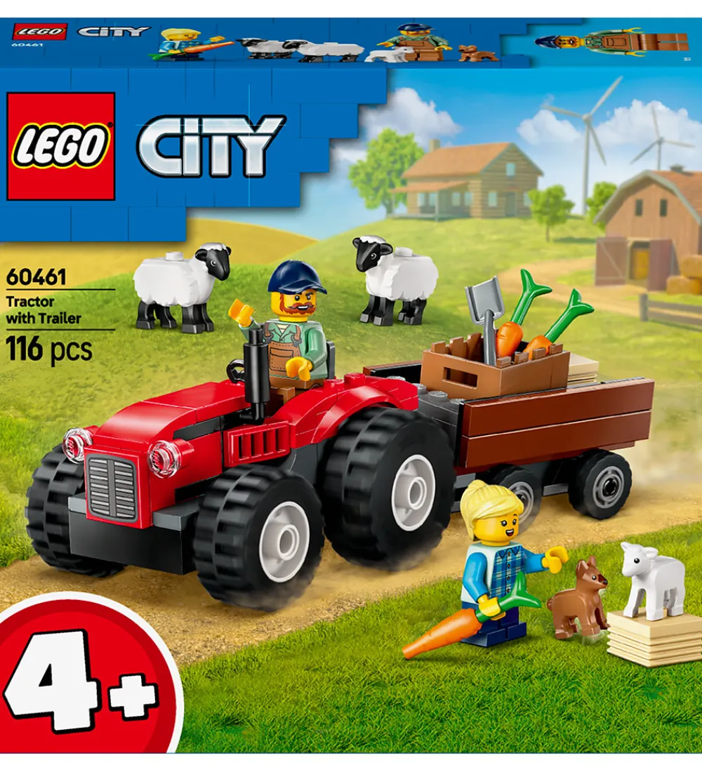LEGO® Konstruktionslegetøj|Lego®>City - Rød Traktor Med Anhænger Og Får 60461 - 116 Dele