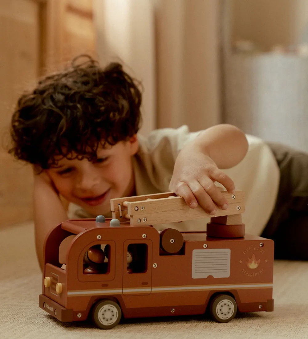 Little Dutch Trælegetøj|Biler, Tog Og Køretøjer>Brandbil m. Træfigurer - Træ - Rød
