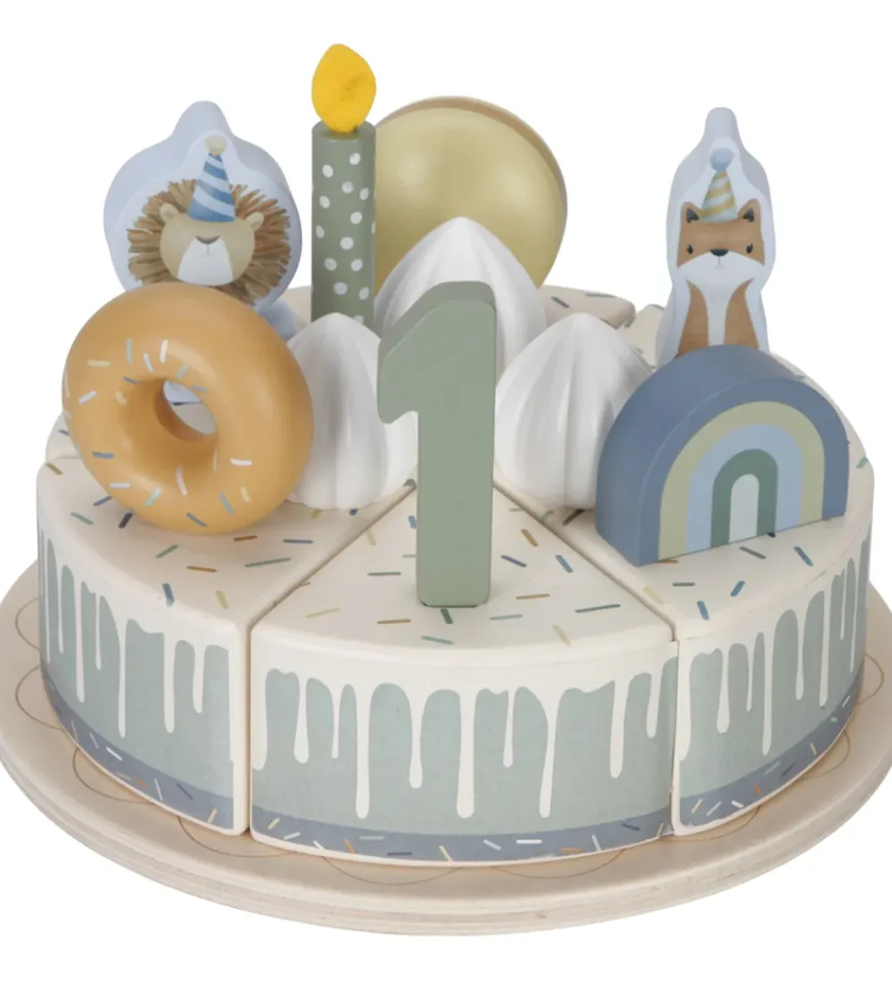 Little Dutch Rolleleg|Trælegetøj>Fødselsdagskage - 26 Dele - Træ - Blå