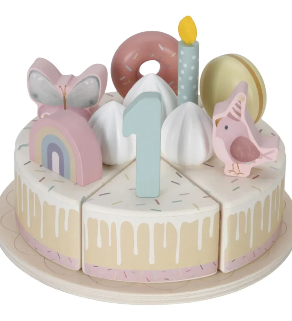 Little Dutch Rolleleg|Trælegetøj>Fødselsdagskage - 26 Dele - Træ - Rosa