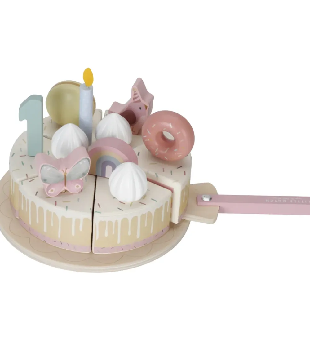 Little Dutch Rolleleg|Trælegetøj>Fødselsdagskage - 26 Dele - Træ - Rosa