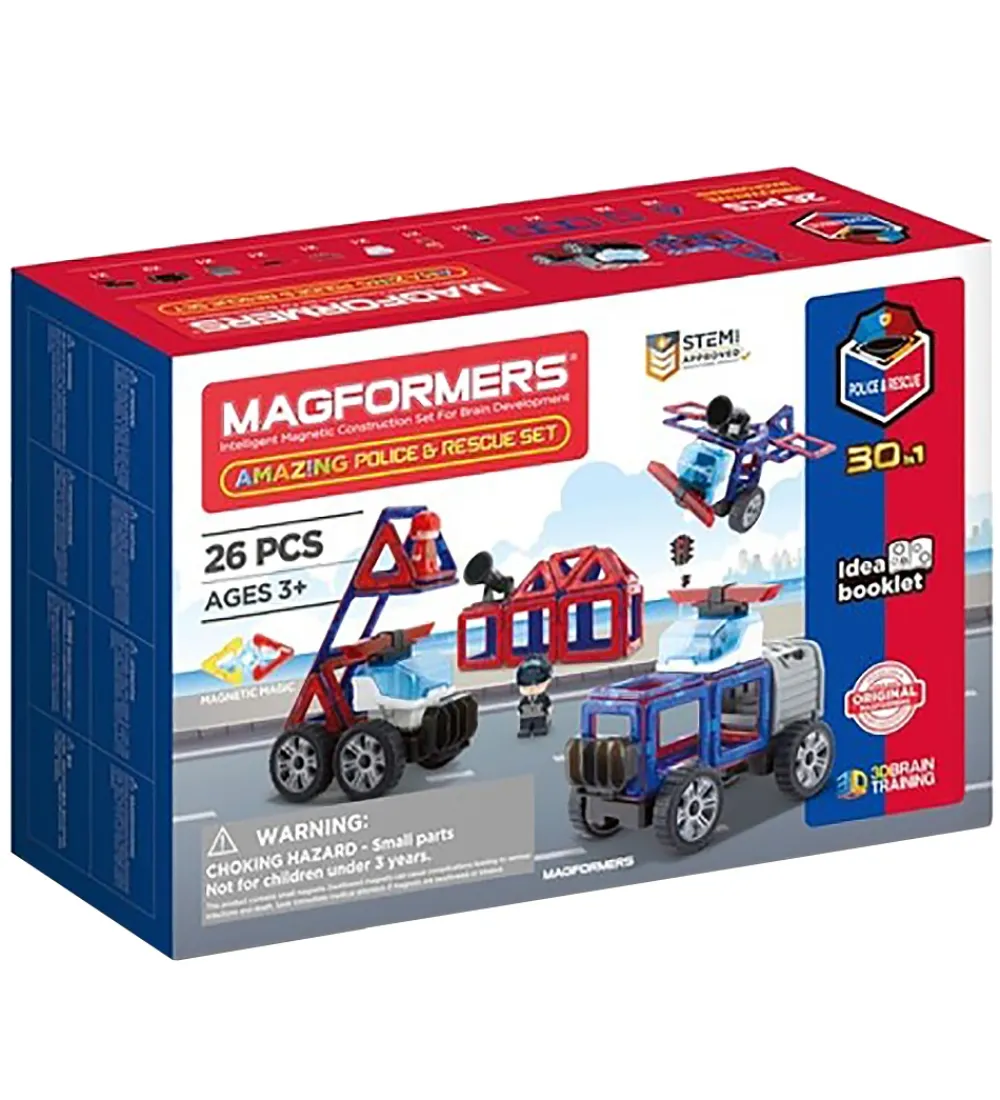 Magformers Magnetlegetøj>Amazing Police And Rescue Sæt - 26 Dele