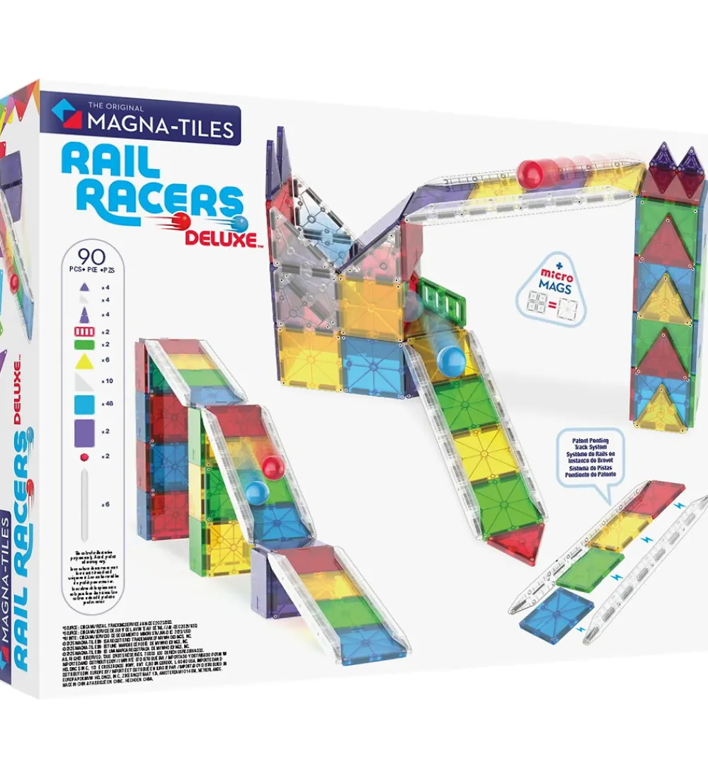 Magna-Tiles Magnetlegetøj|Konstruktionslegetøj>Magnetsæt - 90 Dele - Rail Racer + MicroMAGS