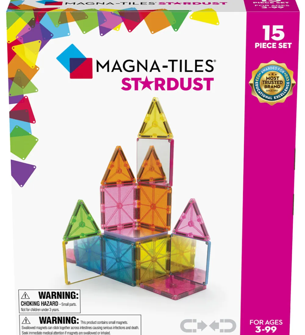 Magna-Tiles Magnetlegetøj>Magnetsæt - 15 Dele - Stardust Glitter & Spejle