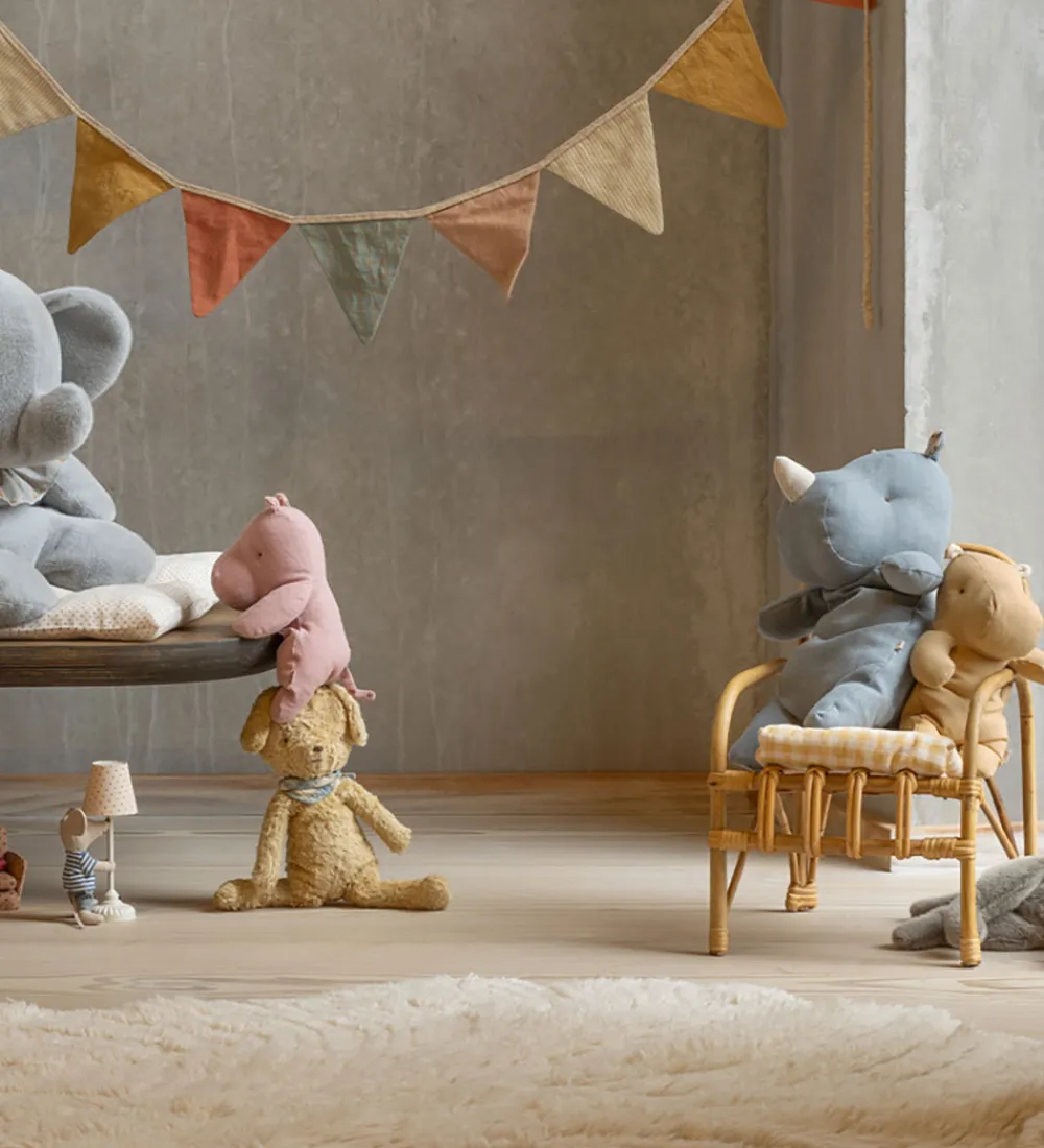 Maileg Bamser>Bamse - Safari Friends - Næsehorn - Medium - Støvet Blå