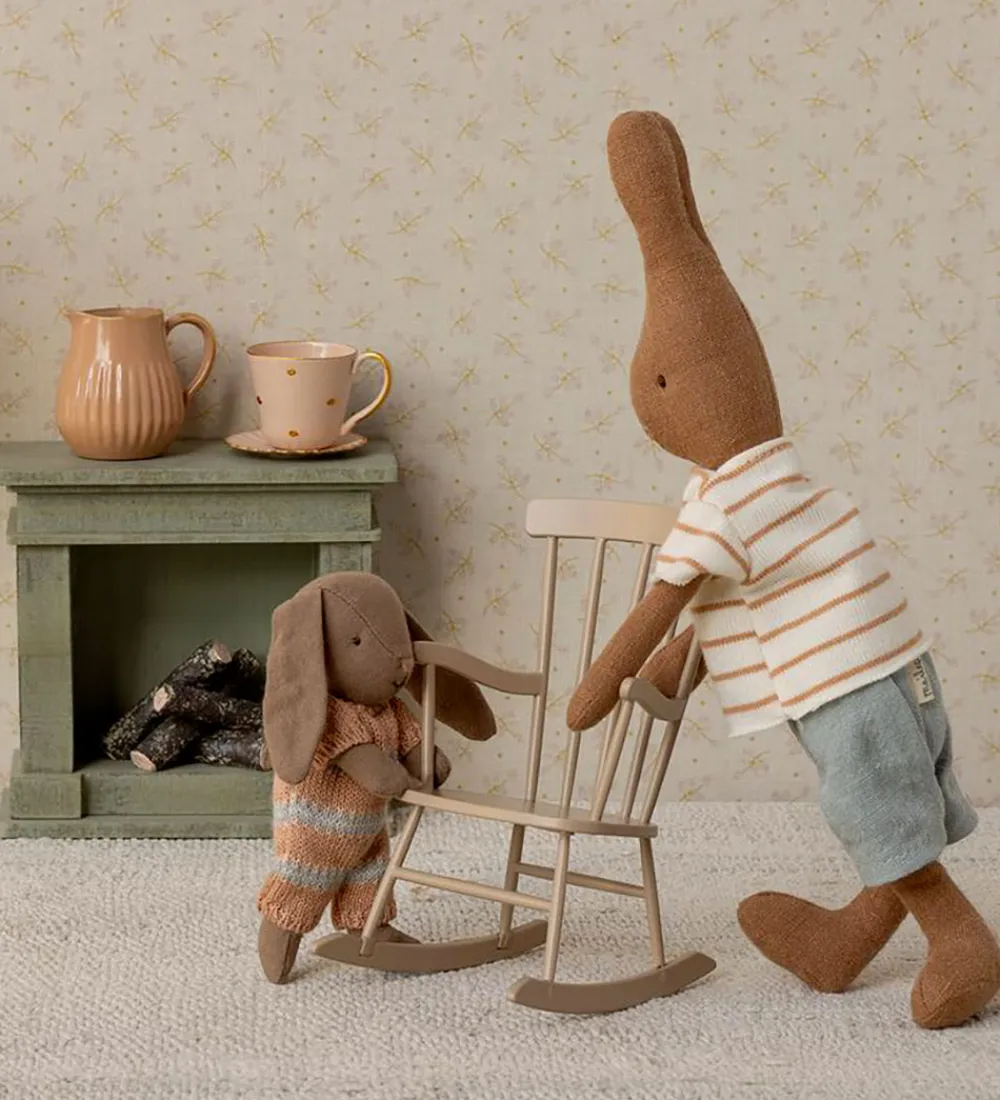 Maileg Dukker Og Tilbehør>Kanin - Micro - Strikket Dragt - Brun/Støvet Rosa