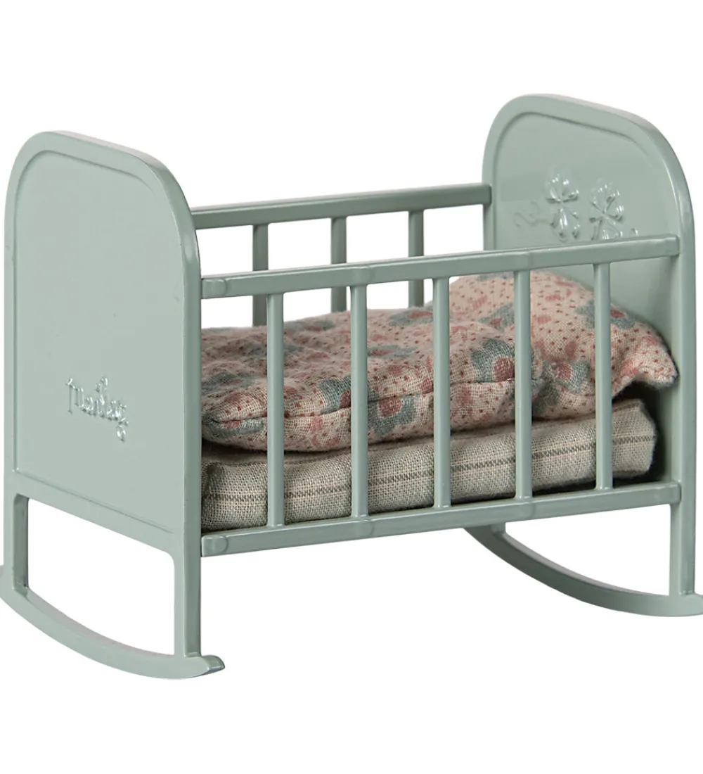 Maileg Dukker Og Tilbehør>Minature Vugge - My - Mintblå