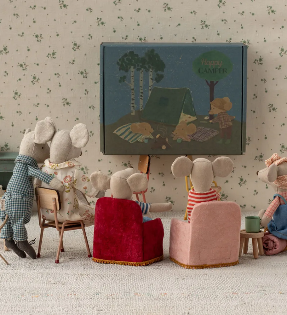 Maileg Dukker Og Tilbehør>Miniature Foldbar Stol - Mus - Rød