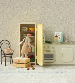 Maileg Dukker Og Tilbehør>Miniature Køleskab - Kanin - Metal - Gul