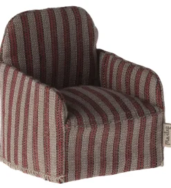 Maileg Dukker Og Tilbehør>Miniature Lænestol - Mus - Rød/Stripe