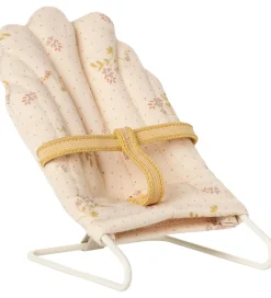 Maileg Dukker Og Tilbehør>Miniature Skråstol - Mikro - Råhvid m. Blomster