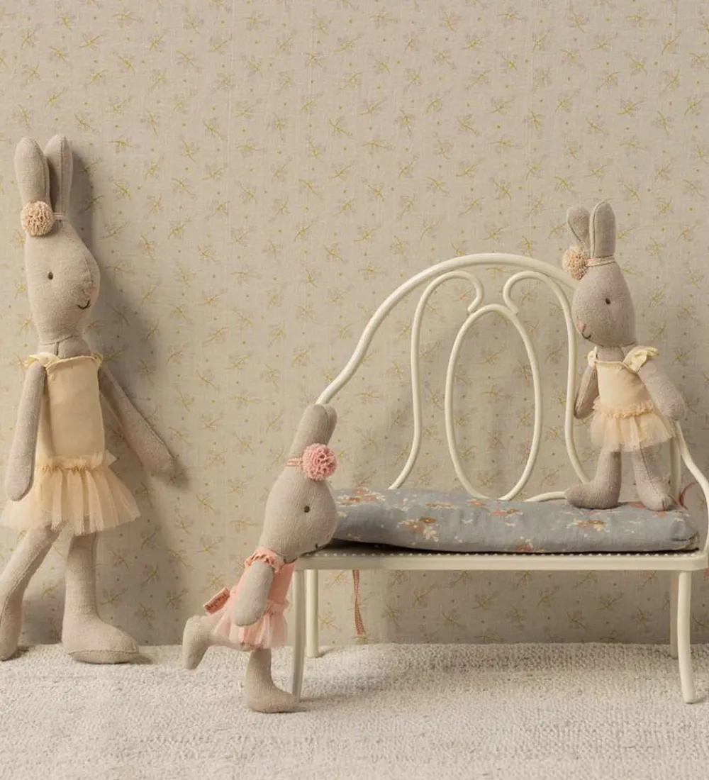 Maileg Dukker Og Tilbehør>Miniature Vintage Bænk - Kanin/Harer - Råhvid