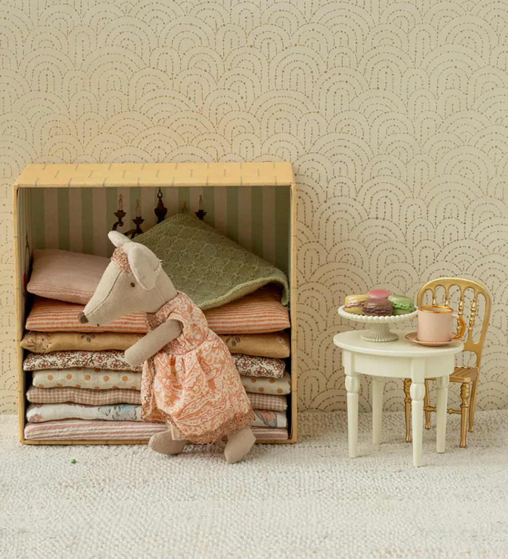 Maileg Dukker Og Tilbehør>Miniature Vintagebord - Mus - Råhvid