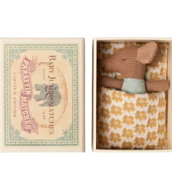 Maileg Dukker Og Tilbehør>Mus - Babymus i Tændstikæske - Blå