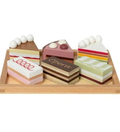 MaMaMeMo Trælegetøj|Legemad>Legemad - Lagkagestykker På Fad - Træ