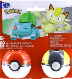 MEGA Bloks Konstruktionslegetøj|Byg Og Klodser>MEGA Pokémon - 60 Dele - Bulbasaur & Meowth