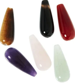 Me&My BOX Perler>Perler - 6 Stk. - 2,5x1,0 cm - Dråber I Halvædelsten