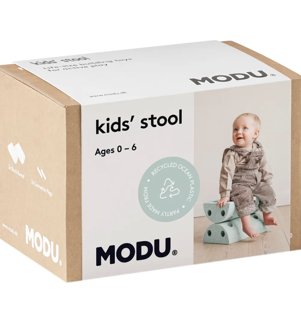 MODU Konstruktionslegetøj|Byg Og Klodser>Børneskammel - 4 Dele - Ocean Mint/Forest Green