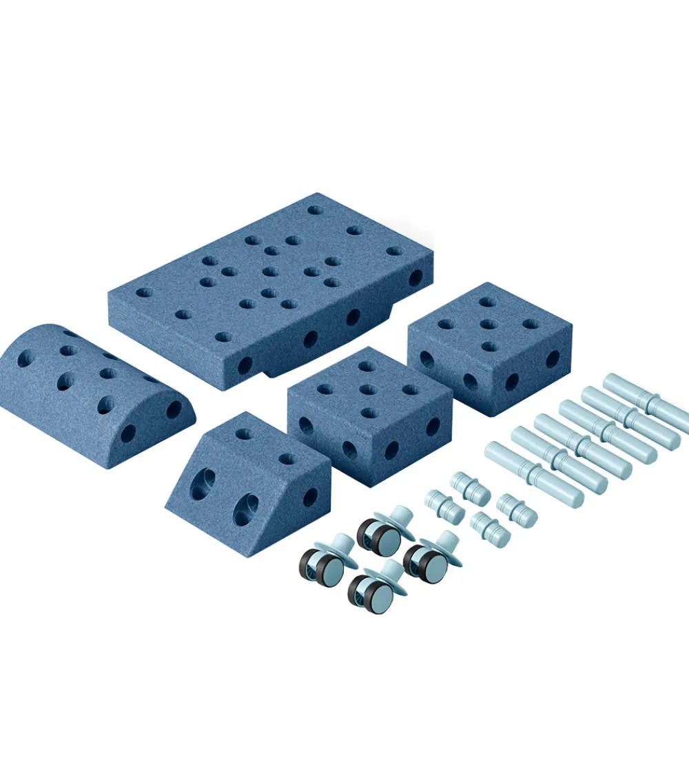 MODU Tumledyr|Motorisk Legetøj>Explorer Sæt - 20 Dele - 55x40x20 cm - Deep Blue/Sky Blue