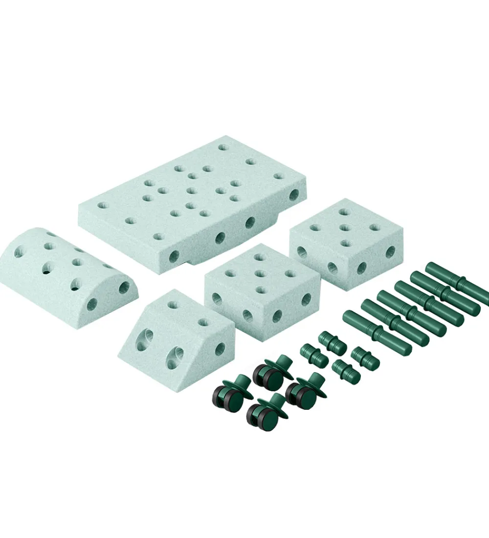 MODU Tumledyr|Motorisk Legetøj>Explorer Sæt - 20 Dele - 55x40x20 cm - Ocean Mint/Forest Gr